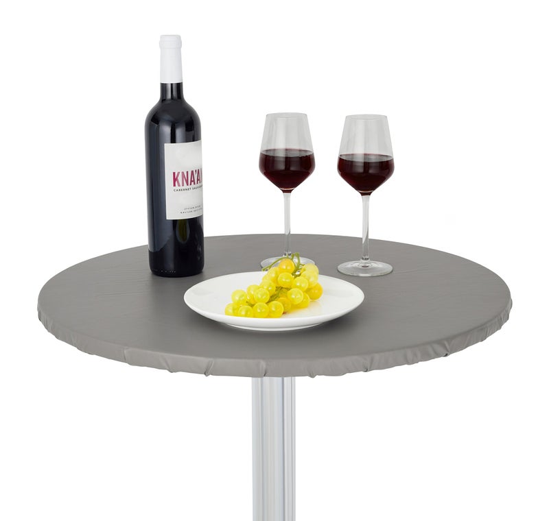 Yourtablecloth Heavy Duty Vinyl Round Fitted Tablecloth (Table Cover) with Flannel Backing Vibrant Colors Elasticized Tablecloth Great for Indoor and Outdoor Dining and Playing Cards 42â€ Grey - Image 3